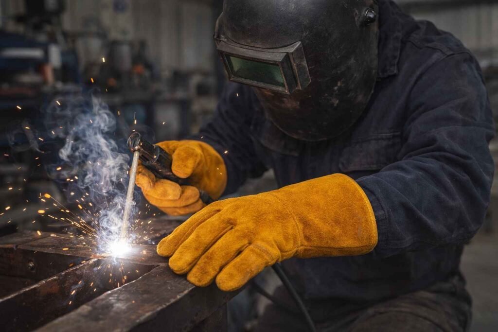 Stick Welding Gloves working