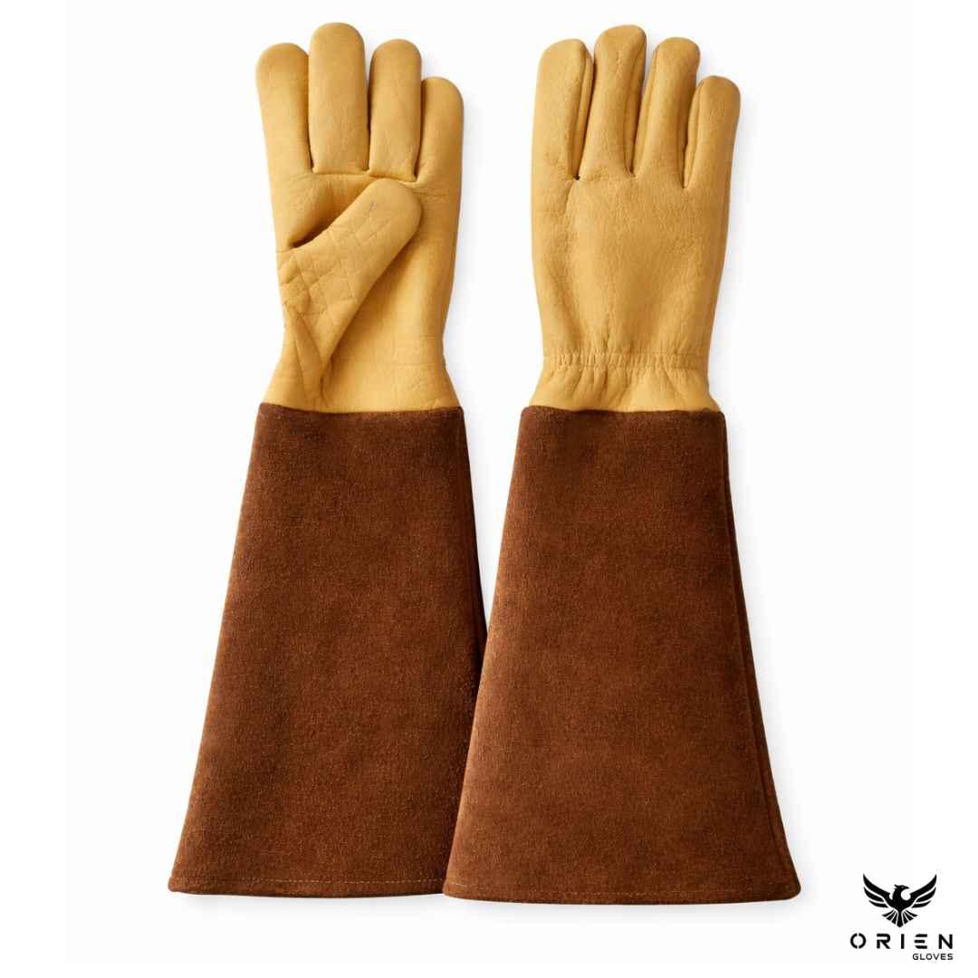 Cowhide leather gardening work gloves
