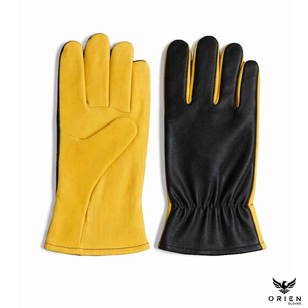 High quality leather work gloves black and brown